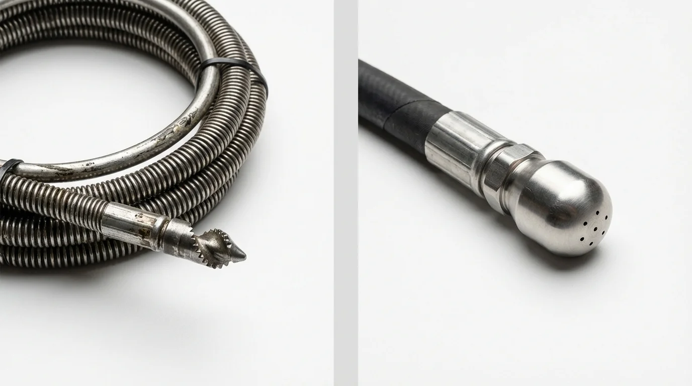 Drain snake cable and hydro jetting nozzle used for drain cleaning in Lawai, HI