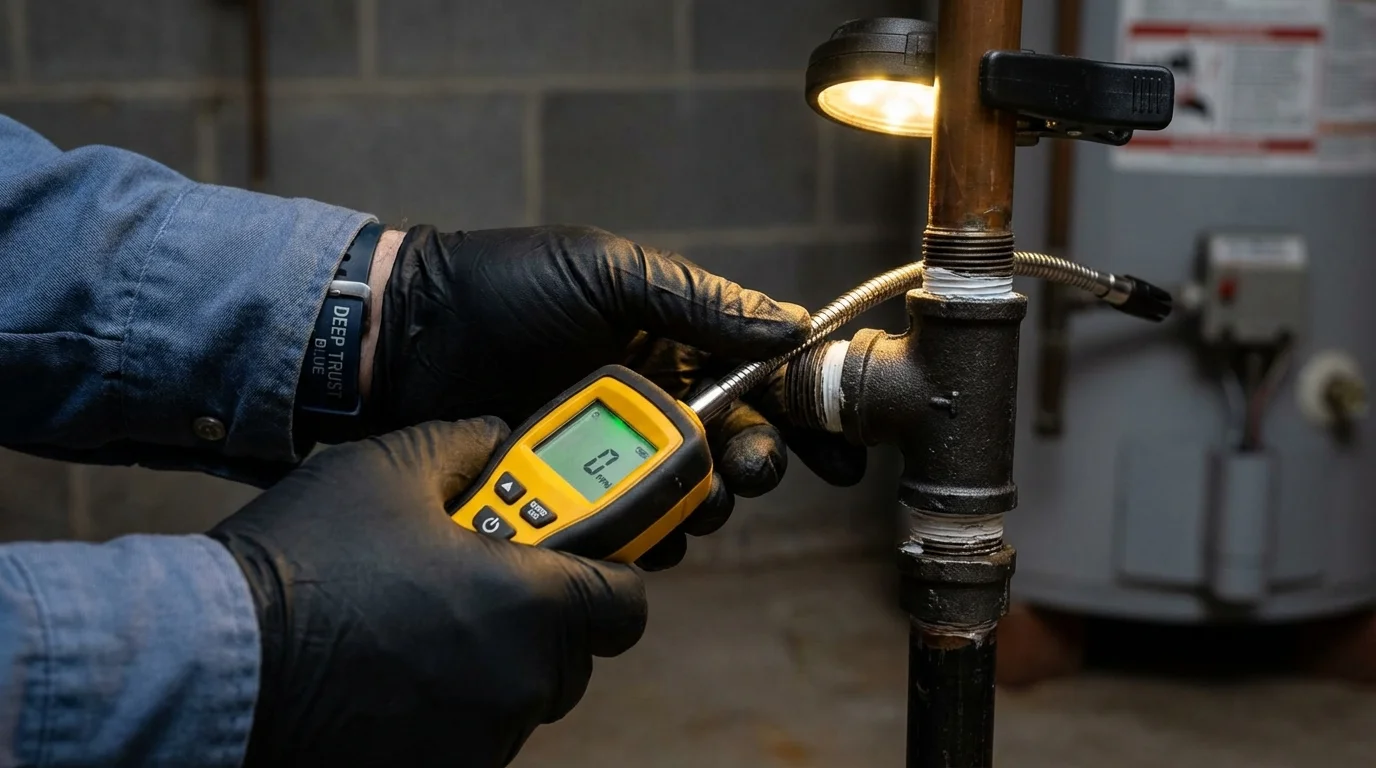Gas leak detection with electronic sniffer by Johns Plumbing LLC in Lawai